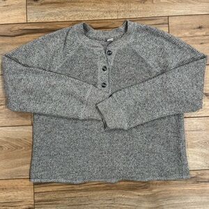 OLD NAVY Knit Gray Long Sleeve Button Up Thermal Shirt | Size Medium